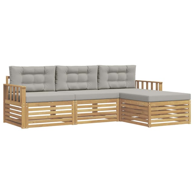 vidaXL Outdoor-Sofagarnitur 4-Tlg Weiß und Hellgrau Polyester 3390276