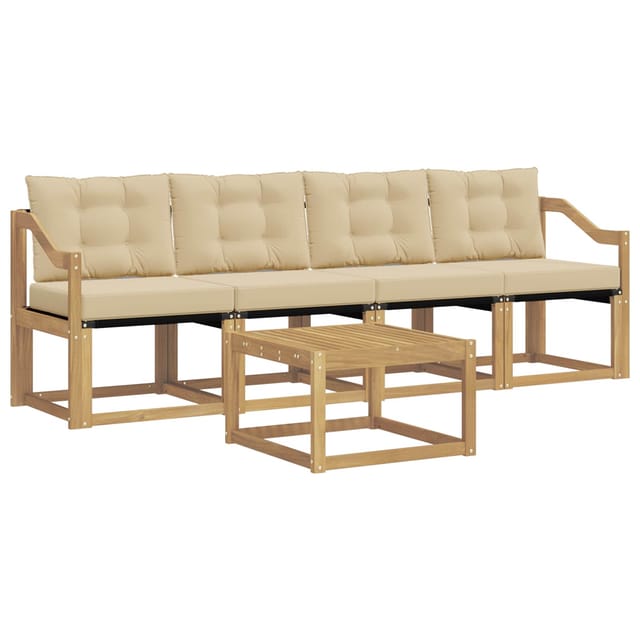 vidaXL Outdoor-Sofagarnitur mit Kissen 5-Tlg Weiß und Beige 3389199