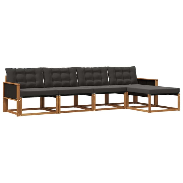vidaXL Outdoor-Sofagarnitur mit Kissen 5 Stk Natur und Schwarz 3381352