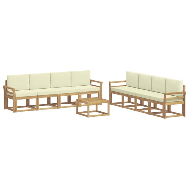 vidaXL Outdoor-Sofagarnitur mit Kissen 9-Tlg Weiß und Creme 3387419