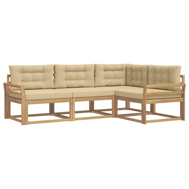 vidaXL Outdoor-Sofagarnitur mit Kissen 3-Tlg Weiß und Beige Polyester 3386377
