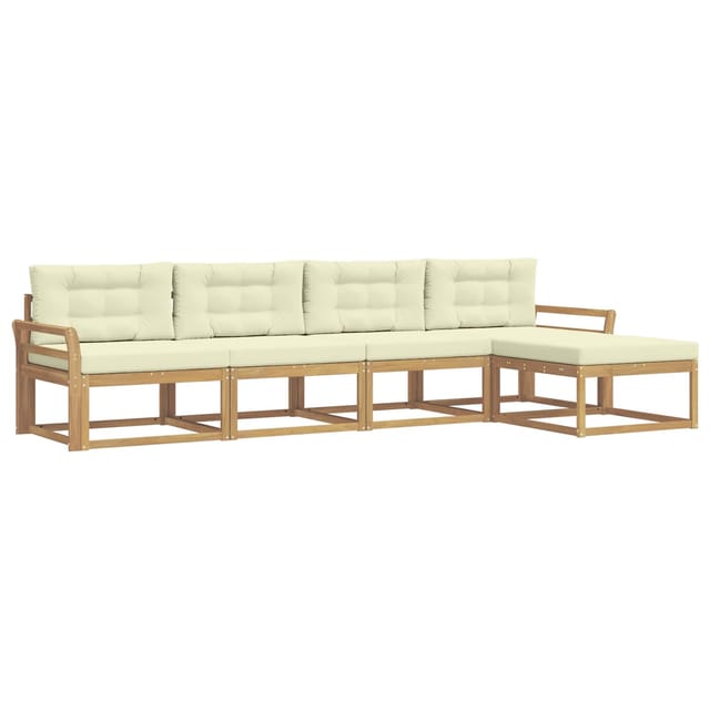 vidaXL Outdoor-Sofagarnitur mit Kissen 4-Tlg Weiß und Creme Polyester 3386304