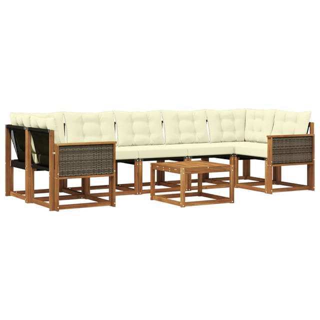 vidaXL Outdoor-Sofagarnitur mit Kissen 8 Stk Natur und Creme 3381834