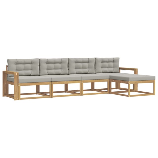 vidaXL Outdoor-Sofagarnitur 4-Tlg Weiß und Hellgrau Polyester 3386310