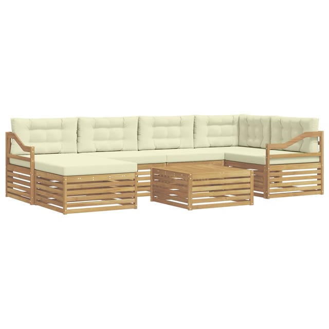 vidaXL Outdoor-Sofagarnitur mit Kissen 7-Tlg Weiß und Creme 3390820