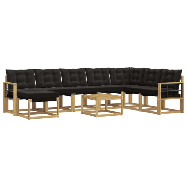 vidaXL Outdoor-Sofagarnitur mit Kissen 9-Tlg Weiß und Schwarz 3389794