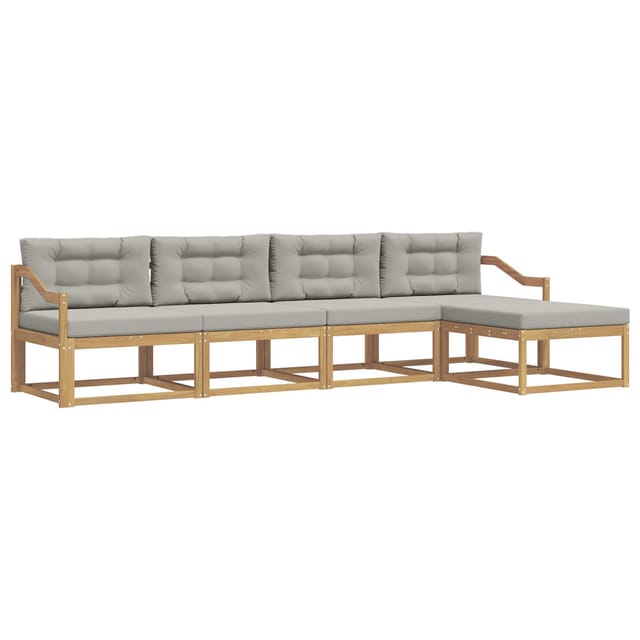 vidaXL Outdoor-Sofagarnitur 4-Tlg Weiß und Hellgrau Polyester 3386320