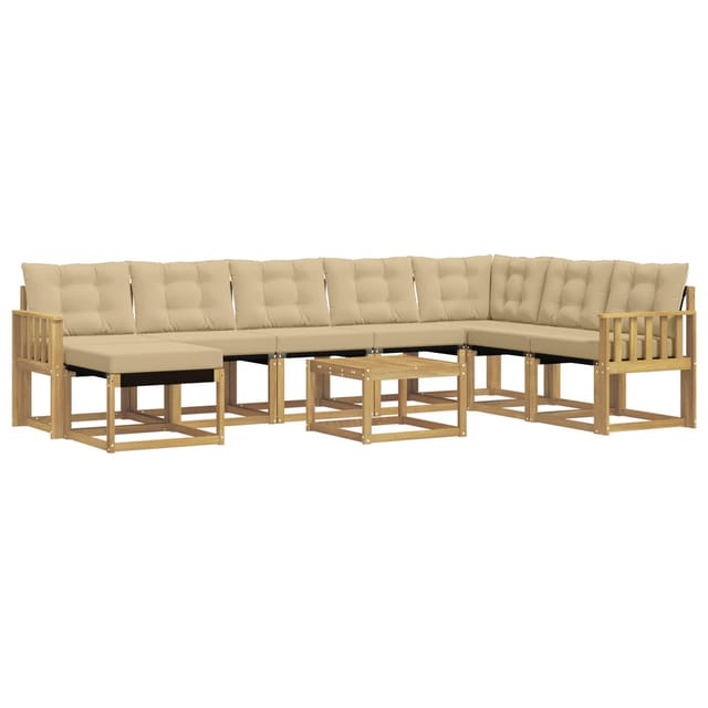 vidaXL Outdoor-Sofagarnitur mit Kissen 9-Tlg Weiß und Beige 3389787