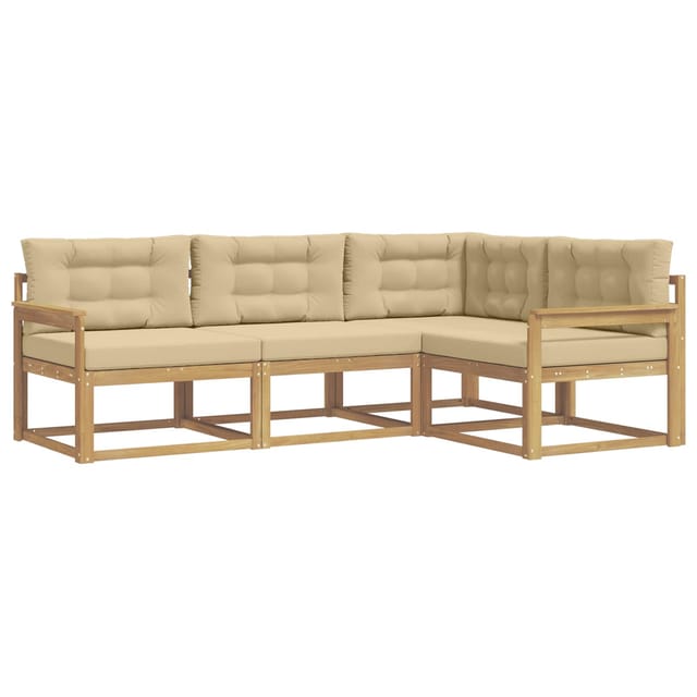 vidaXL Outdoor-Sofagarnitur mit Kissen 3-Tlg Weiß und Beige Polyester 3386367