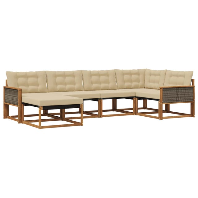 vidaXL Outdoor-Sofagarnitur mit Kissen 6 Stk Natur und Beige 3381533
