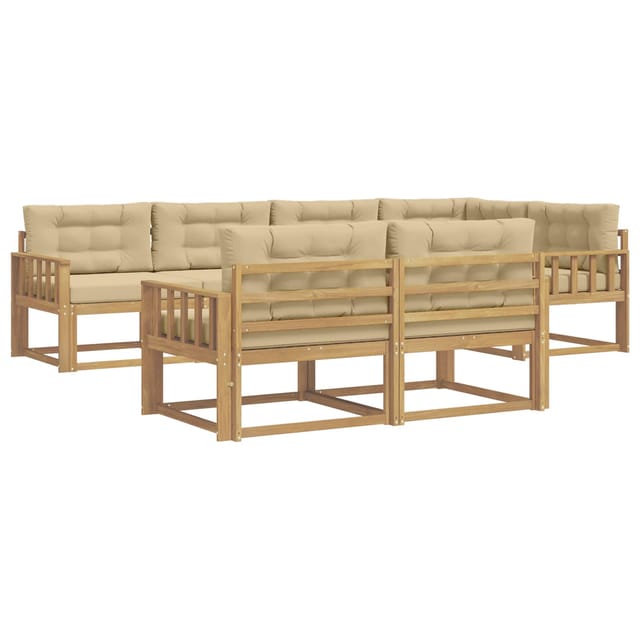 vidaXL Outdoor-Sofagarnitur mit Kissen 6-Tlg Weiß und Beige Polyester 3386582