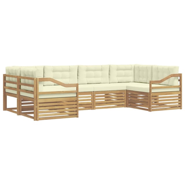 vidaXL Outdoor-Sofagarnitur mit Kissen 6-Tlg Weiß und Creme Polyester 3391060