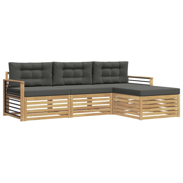 vidaXL Outdoor-Sofagarnitur 4-Tlg Weiß und Anthrazit Polyester 3390297