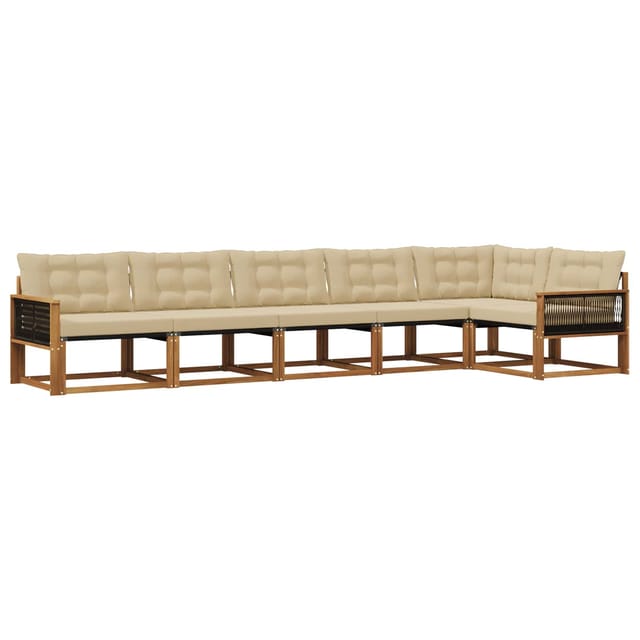vidaXL Outdoor-Sofagarnitur mit Kissen 6 Stk Natur und Beige 3381457