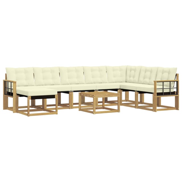 vidaXL Outdoor-Sofagarnitur mit Kissen 9-Tlg Weiß und Creme 3389792