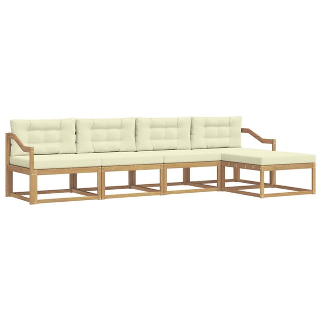 vidaXL Outdoor-Sofagarnitur mit Kissen 4-Tlg Weiß und Creme Polyester 3386319