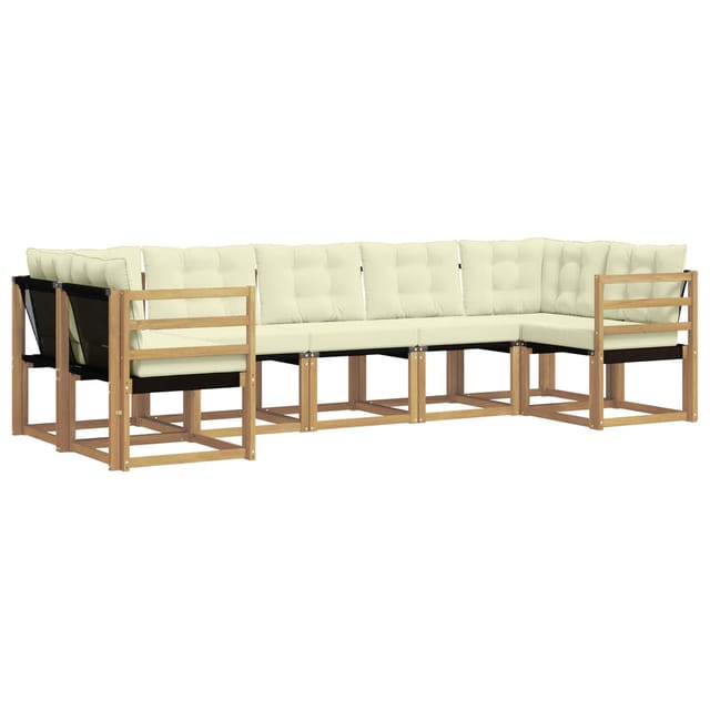 vidaXL Outdoor-Sofagarnitur mit Kissen 7-Tlg Weiß und Creme 3389824