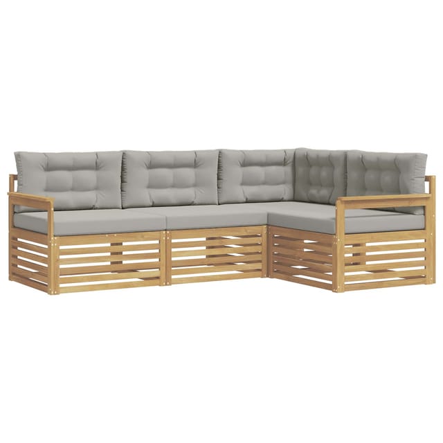 vidaXL Outdoor-Sofagarnitur 5-Tlg Weiß und Hellgrau Polyester 3390391