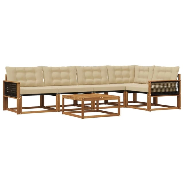 vidaXL Outdoor-Sofagarnitur mit Kissen 6 Stk Natur und Beige 3381441