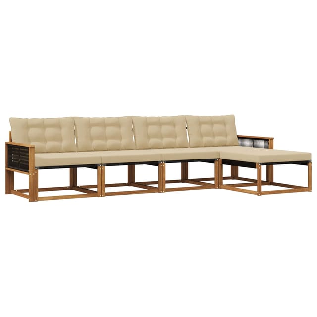 vidaXL Outdoor-Sofagarnitur mit Kissen 5 Stk Natur und Beige 3381361
