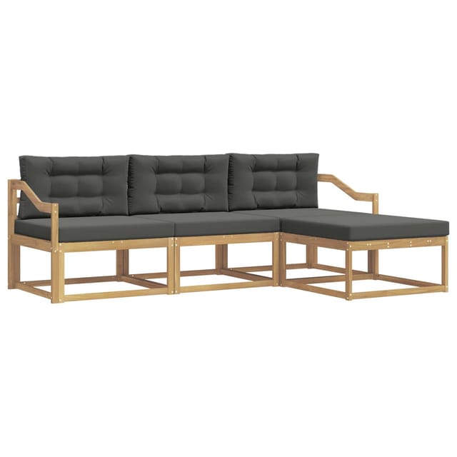 vidaXL Outdoor-Sofagarnitur 4-Tlg Weiß und Anthrazit Polyester 3386286