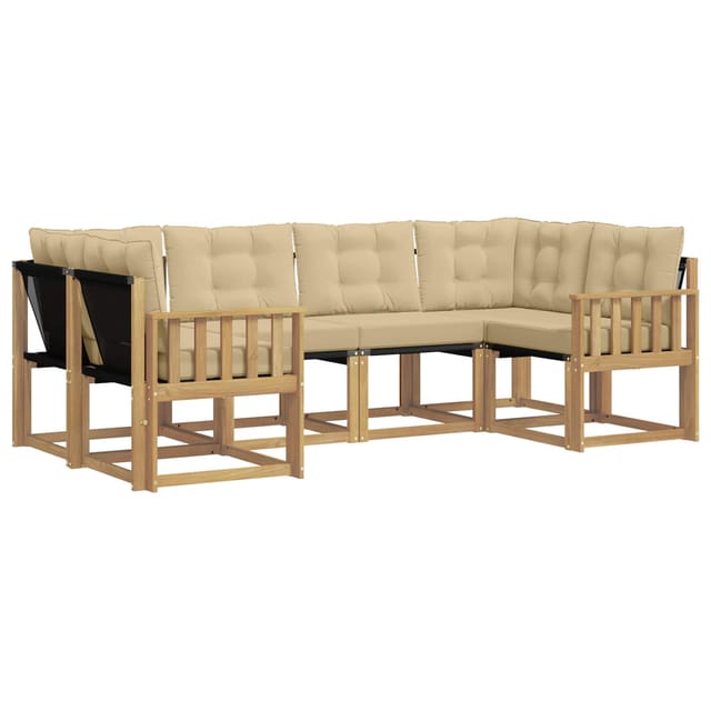 vidaXL Outdoor-Sofagarnitur mit Kissen 6-Tlg Weiß und Beige 3389811