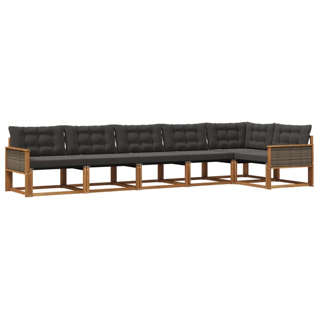 vidaXL Outdoor-Sofagarnitur mit Kissen 6 Stk Natur und Schwarz 3381452