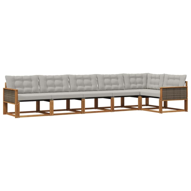 vidaXL Outdoor-Sofagarnitur mit Kissen 6 Stk Natur und Hellgrau 3381451