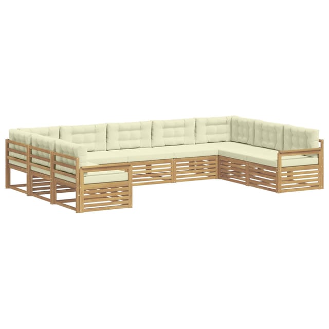 vidaXL Outdoor-Sofagarnitur 9-Tlg Weiß und Creme Massivholz Akazie 3391140