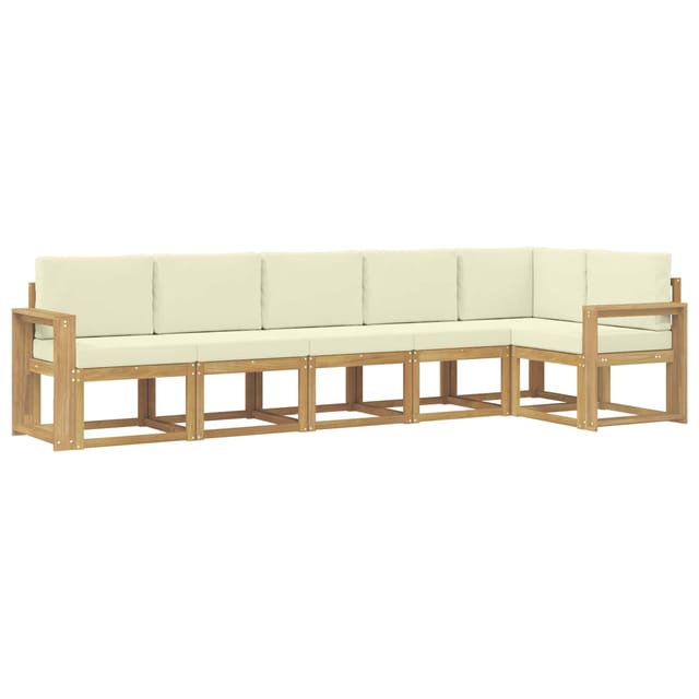 vidaXL Outdoor-Sofagarnitur mit Kissen 6-Tlg Weiß und Creme Polyester 3387704