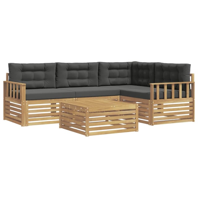 vidaXL Outdoor-Sofagarnitur 6-Tlg Weiß und Anthrazit Polyester 3390437