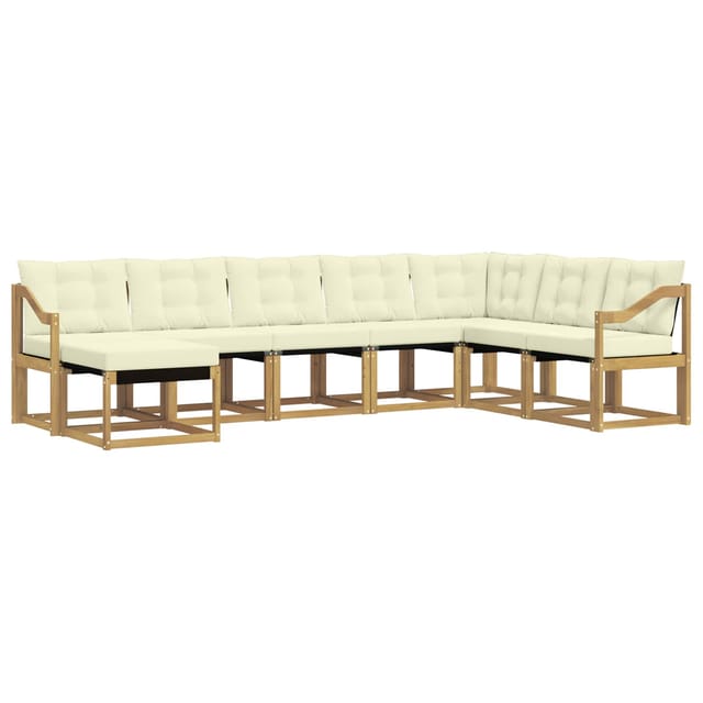 vidaXL Outdoor-Sofagarnitur mit Kissen 8-Tlg Weiß und Creme 3389772