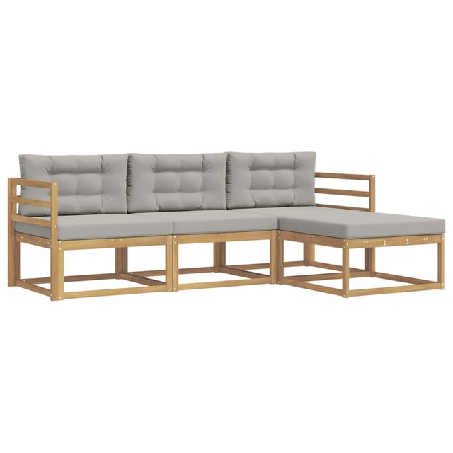 vidaXL Outdoor-Sofagarnitur 4-Tlg Weiß und Hellgrau Polyester 3386255