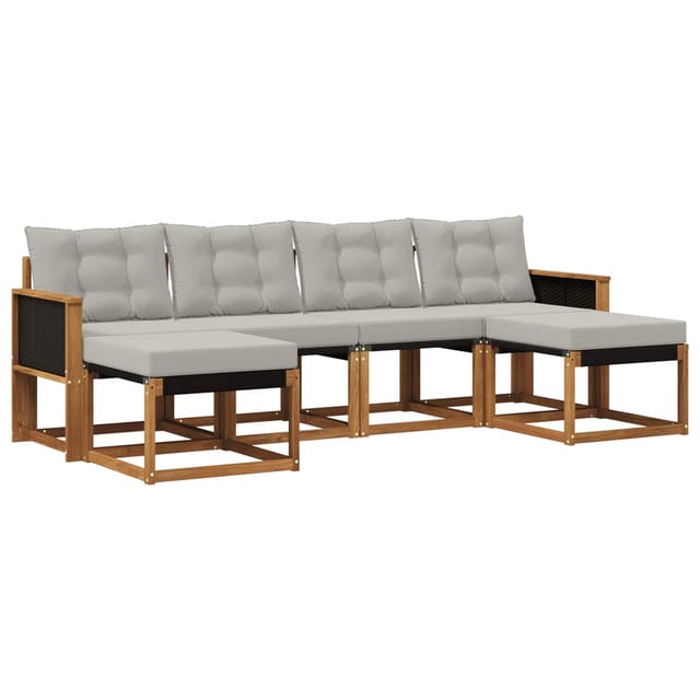 vidaXL Outdoor-Sofagarnitur mit Kissen 6 Stk Natur und Hellgrau 3382119