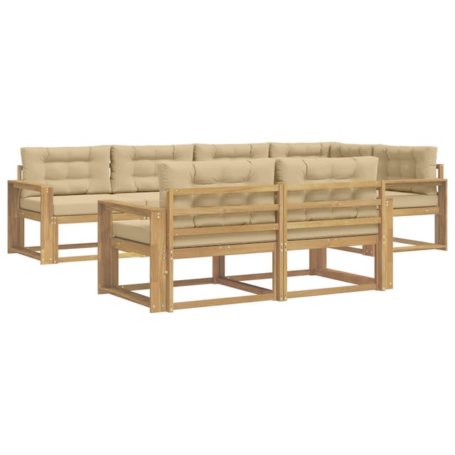 vidaXL Outdoor-Sofagarnitur mit Kissen 6-Tlg Weiß und Beige Polyester 3386592
