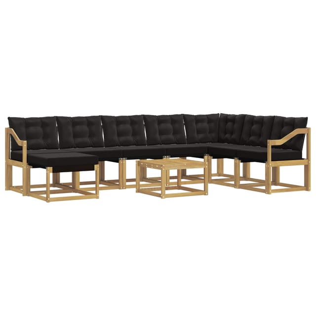 vidaXL Outdoor-Sofagarnitur mit Kissen 9-Tlg Weiß und Schwarz 3389798