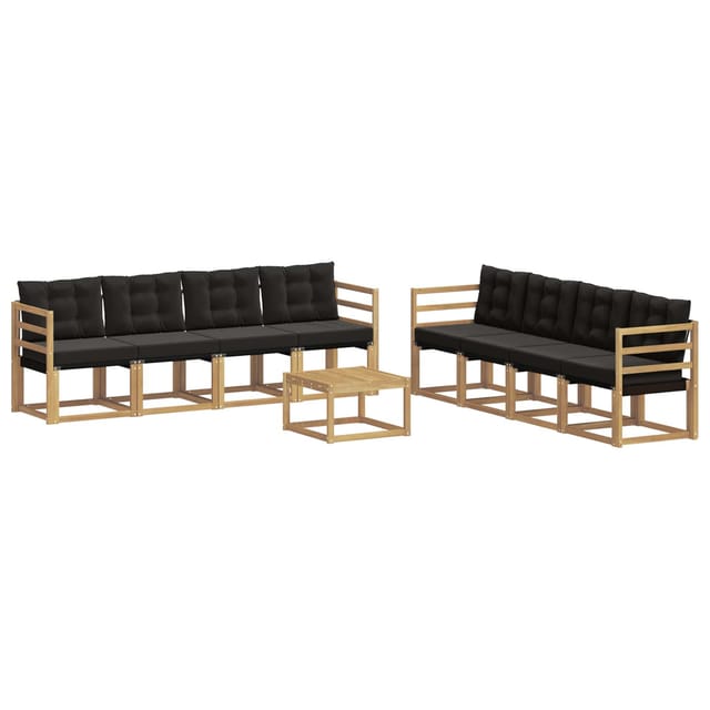vidaXL Outdoor-Sofagarnitur mit Kissen 9-Tlg Weiß und Schwarz 3389322