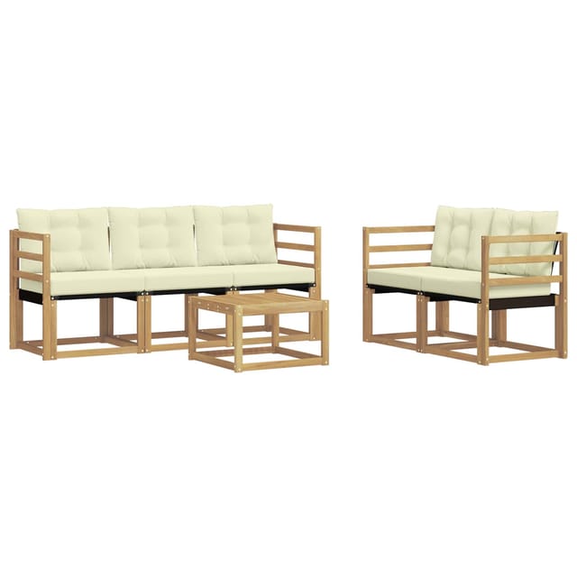 vidaXL Outdoor-Sofagarnitur mit Kissen 6-Tlg Weiß und Creme 3389200