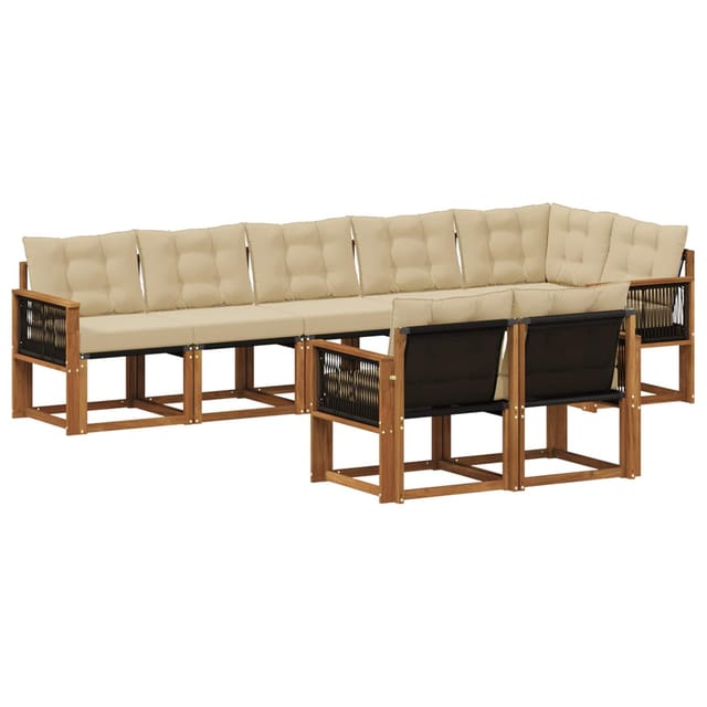 vidaXL Outdoor-Sofagarnitur mit Kissen 8 Stk Natur und Beige 3382033