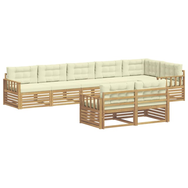 vidaXL Outdoor-Sofagarnitur mit Kissen 8-Tlg Weiß und Creme Polyester 3390675