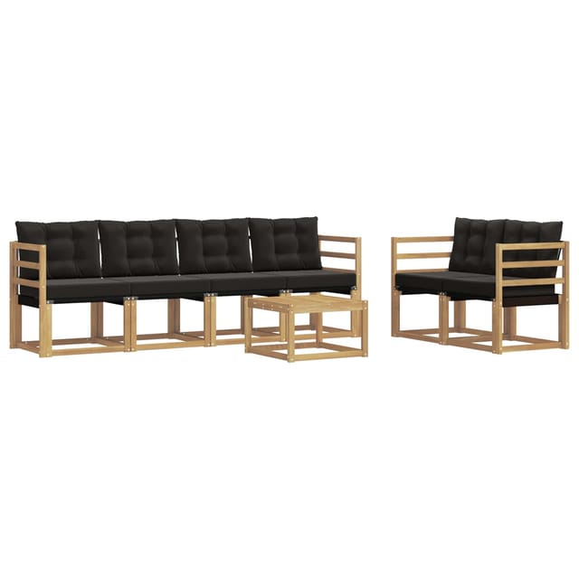 vidaXL Outdoor-Sofagarnitur mit Kissen 7-Tlg Weiß und Schwarz 3389226