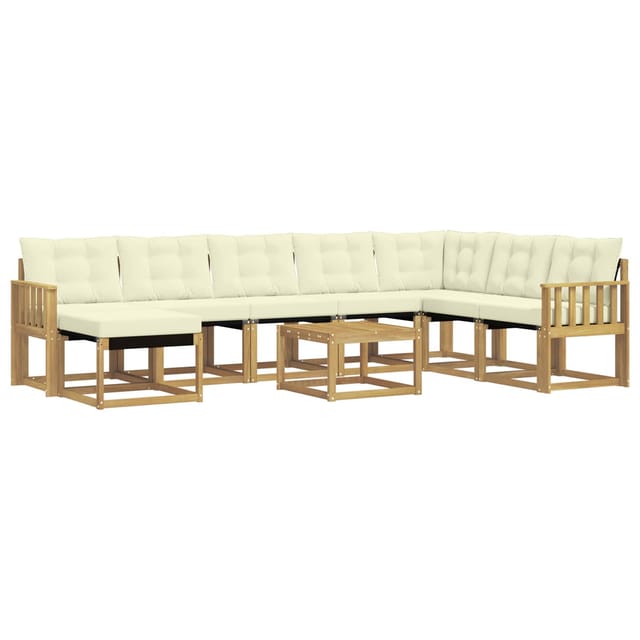 vidaXL Outdoor-Sofagarnitur mit Kissen 9-Tlg Weiß und Creme 3389784