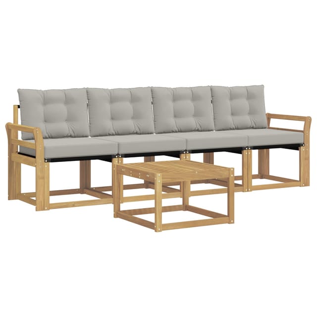 vidaXL Outdoor-Sofagarnitur mit Kissen 5-Tlg Weiß und Hellgrau 3389189