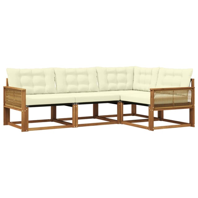 vidaXL Outdoor-Sofagarnitur mit Kissen 4 Stk Natur und Creme 3381394