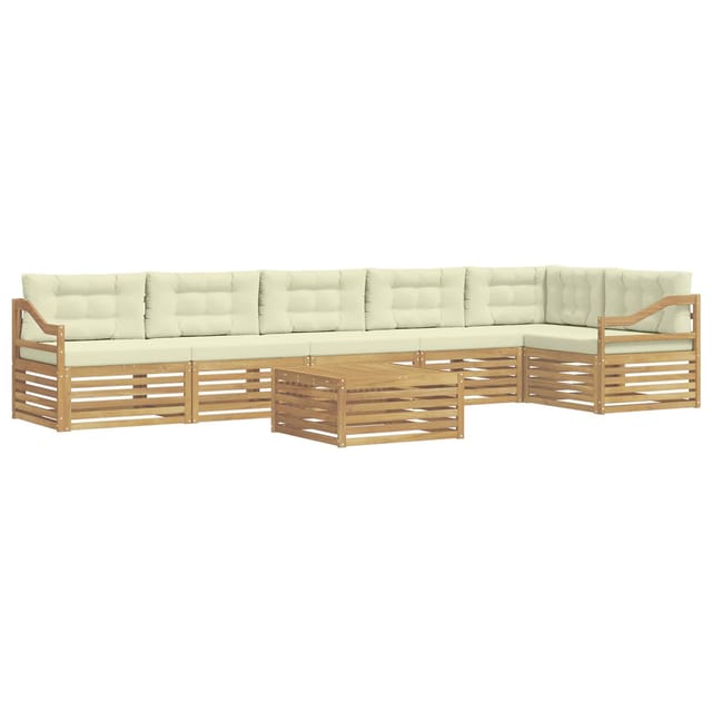vidaXL Outdoor-Sofagarnitur mit Kissen 7-Tlg Weiß und Creme Polyester 3390620