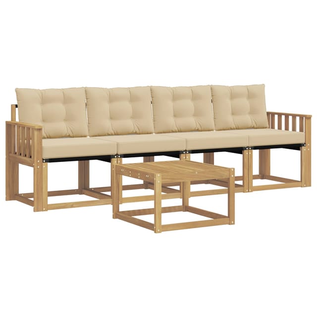 vidaXL Outdoor-Sofagarnitur mit Kissen 5-Tlg Weiß und Beige 3389187
