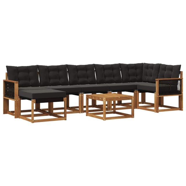 vidaXL Outdoor-Sofagarnitur mit Kissen 8 Stk Natur und Schwarz 3382112