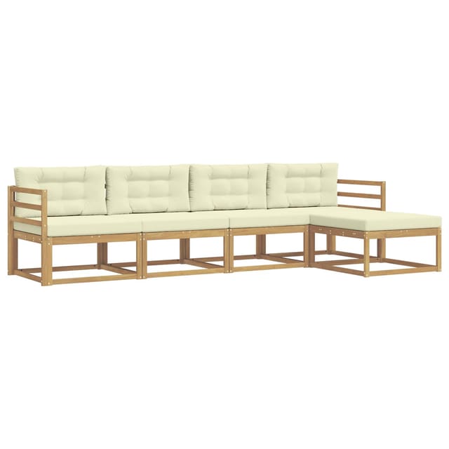 vidaXL Outdoor-Sofagarnitur mit Kissen 4-Tlg Weiß und Creme Polyester 3386289