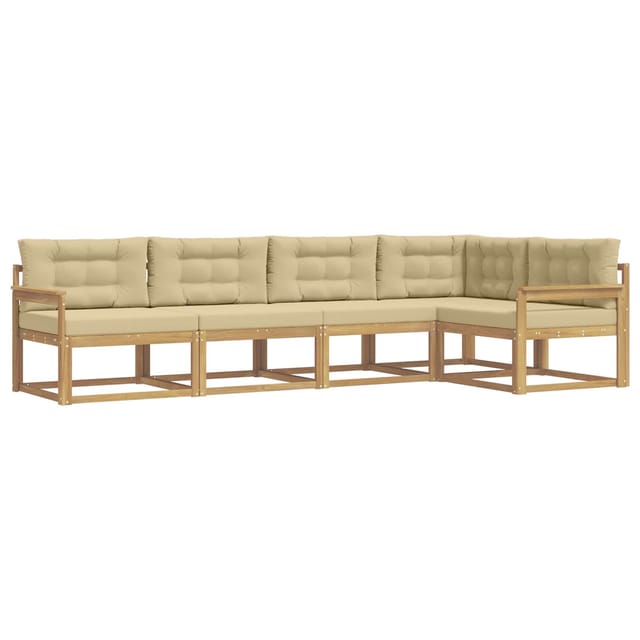 vidaXL Outdoor-Sofagarnitur mit Kissen 4-Tlg Weiß und Beige Polyester 3386437