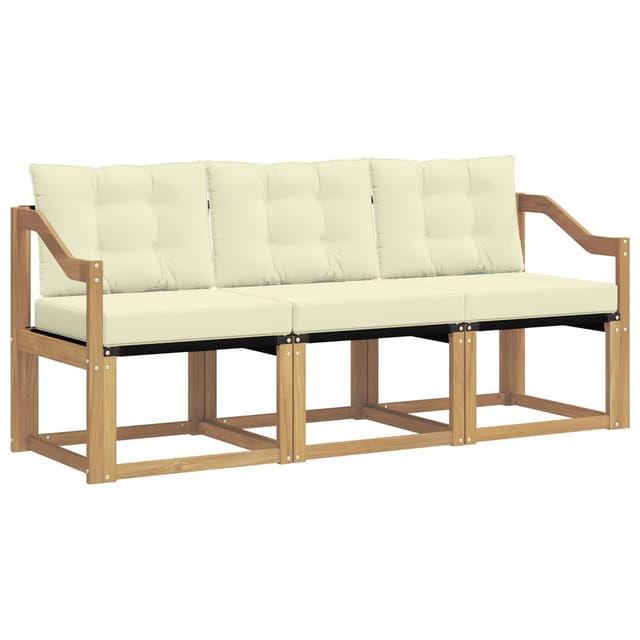 vidaXL Outdoor-Sofagarnitur mit Kissen 3-Tlg Weiß und Creme 3389172
